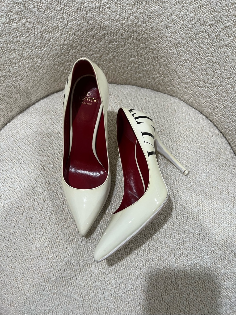 Valentino Garavani Ivory Patent Leather Pointed-Toe Pumps